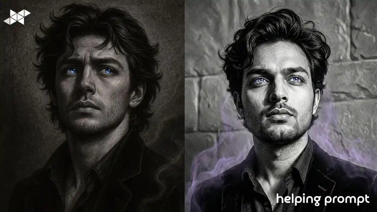 Transform Your AI Artwork With This Mystical Close-Up Portrait Prompt Featuring Vintage Engraving, Moody Lighting and Textured Background