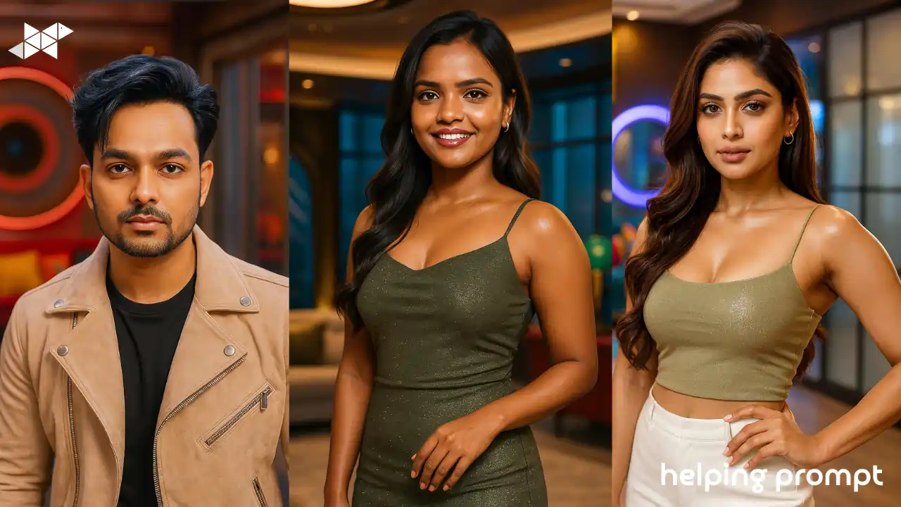 Bigg Boss Male/Female Contestant AI Look Prompts for Entry Scenes, Posters, Gym Shots, and Luxury House Moments