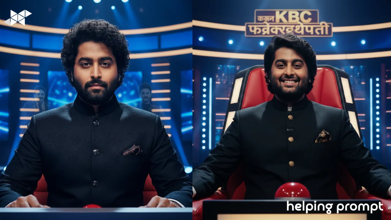 Create Cinematic Kaun Banega Crorepati Hot Seat Portraits with AI Using Simple, Realistic Prompts