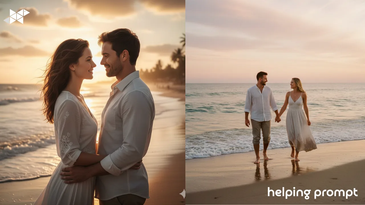 Create Dreamy Beach Love Stories with AI: Coastal Romance Couple Photo Editing Prompts That Feel Cinematic