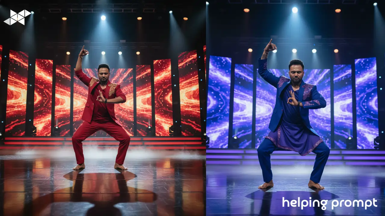 Dance India Dance Stage Look Using Cinematic AI Image Prompts