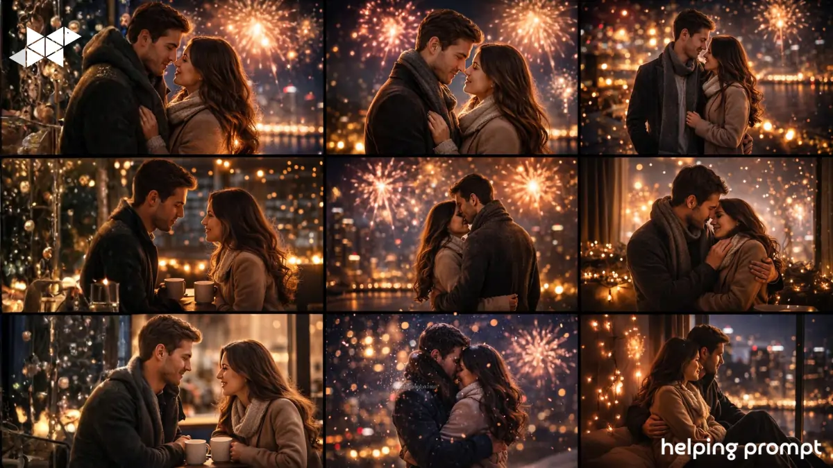 7 New Year 2025 Love Story Couple AI Prompt – Cinematic & Romantic