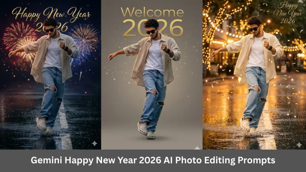 Gemini Happy New Year 2026 AI Photo Editing Prompt - Cinematic Fireworks Portrait