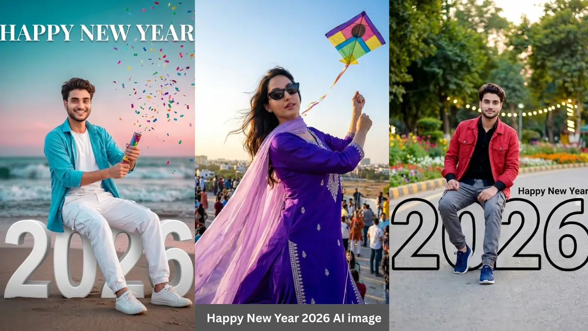 Happy New Year 2026 Beach Celebration – Ultra-Realistic AI Photo Concept