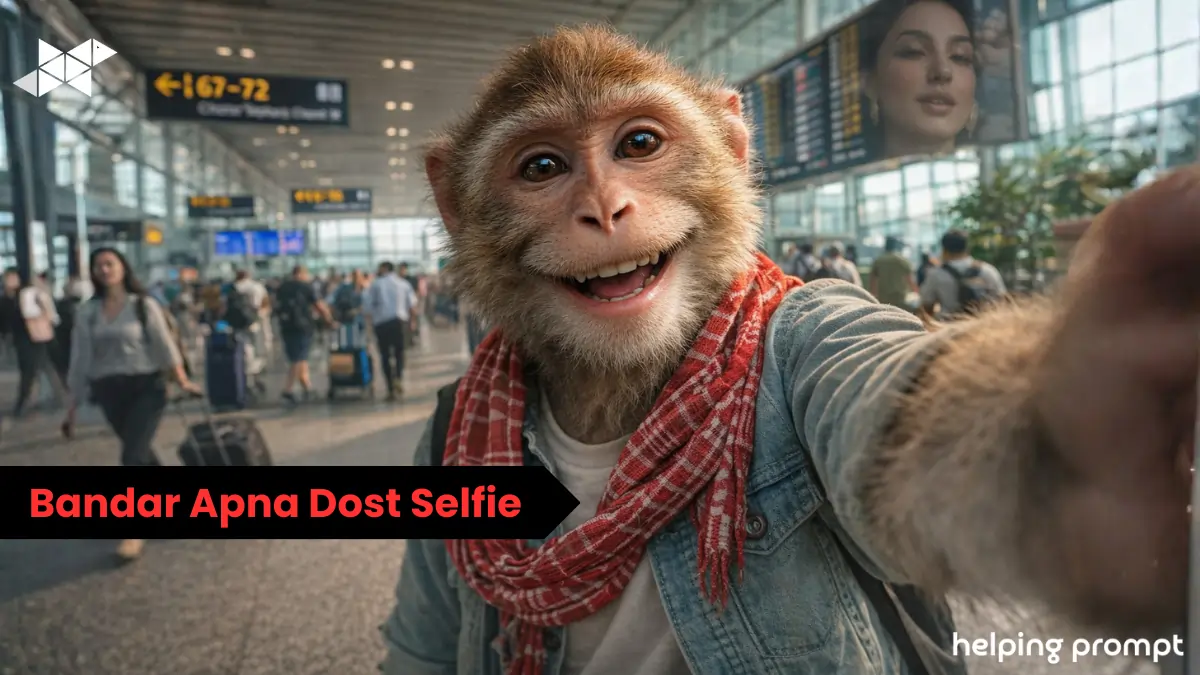 Bandar Apna Dost Selfie at Airport Goes Viral, Using Easy AI Prompt