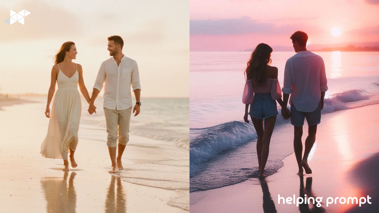 Romantic Beach Magic: 7 Gemini-Style AI Prompts for Couple Photo Edits