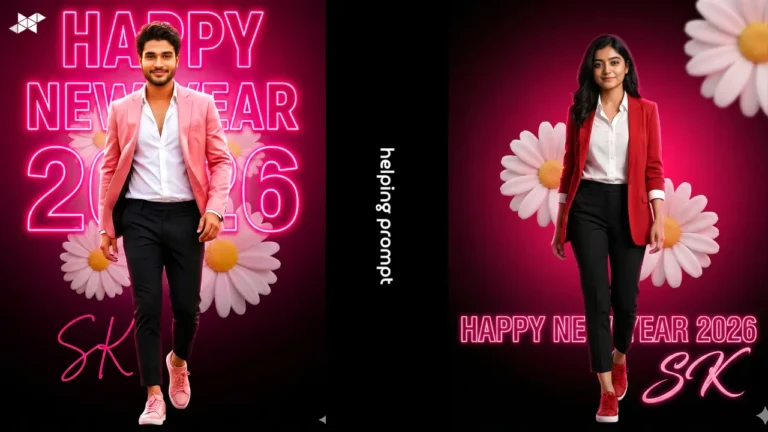 Ultra-Realistic New Year 2026 Birthday Poster Design With Cinematic Lighting, Pink Neon Text, And Star-Style Walk