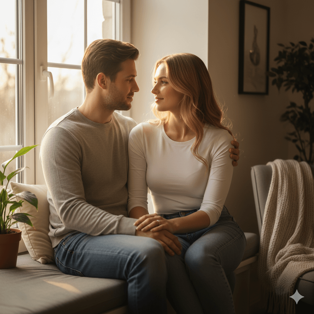 Create Warm, Cozy Indoor Couple Portraits Using AI Prompts for Intimate, Natural, Home-Style Romance