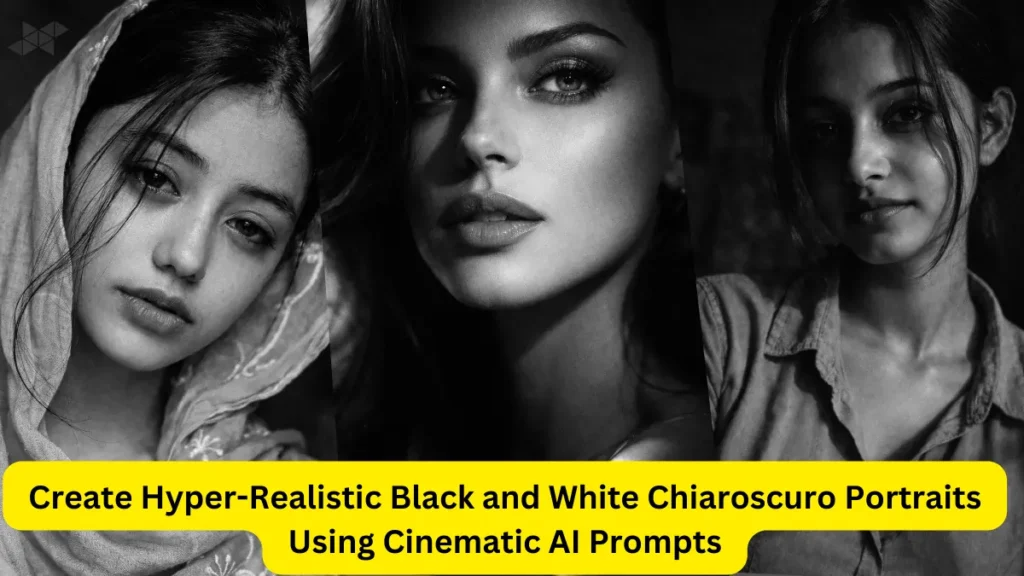 Create Hyper-Realistic Black and White Chiaroscuro Portraits Using Cinematic AI Prompts