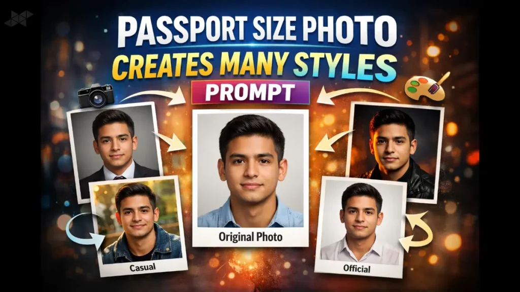 Passport Size Photo Creates Many Styles Prompt: One Image, Multiple Looks with AI Creativity