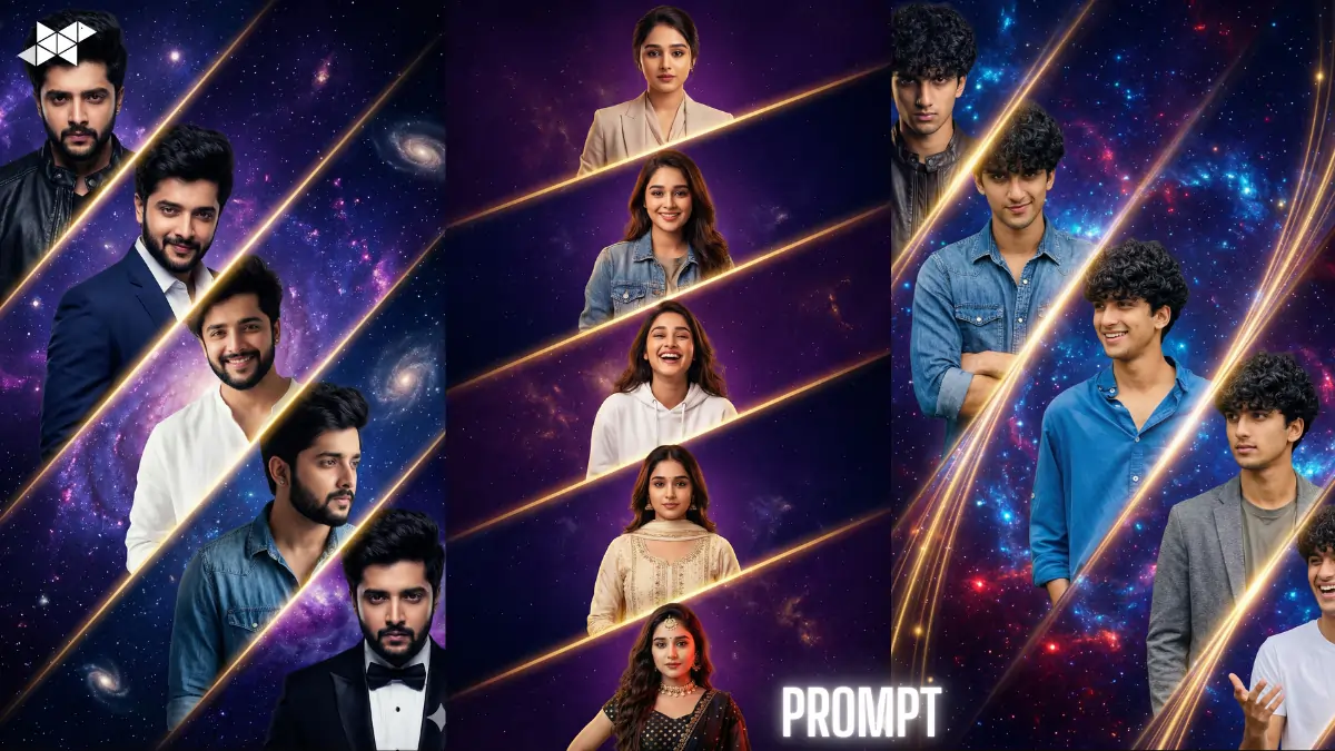 Cinematic Multi-Panel Portrait Showcasing One Man Across Five Distinct Styles