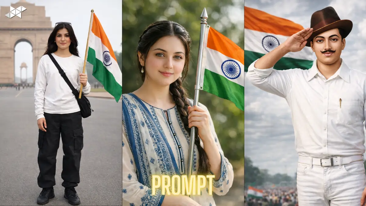 8K Indian Youth With Tiranga AI Prompt: Hyper-Realistic Portraits Capture Pride, Salute and Calm Confidence in One Frame