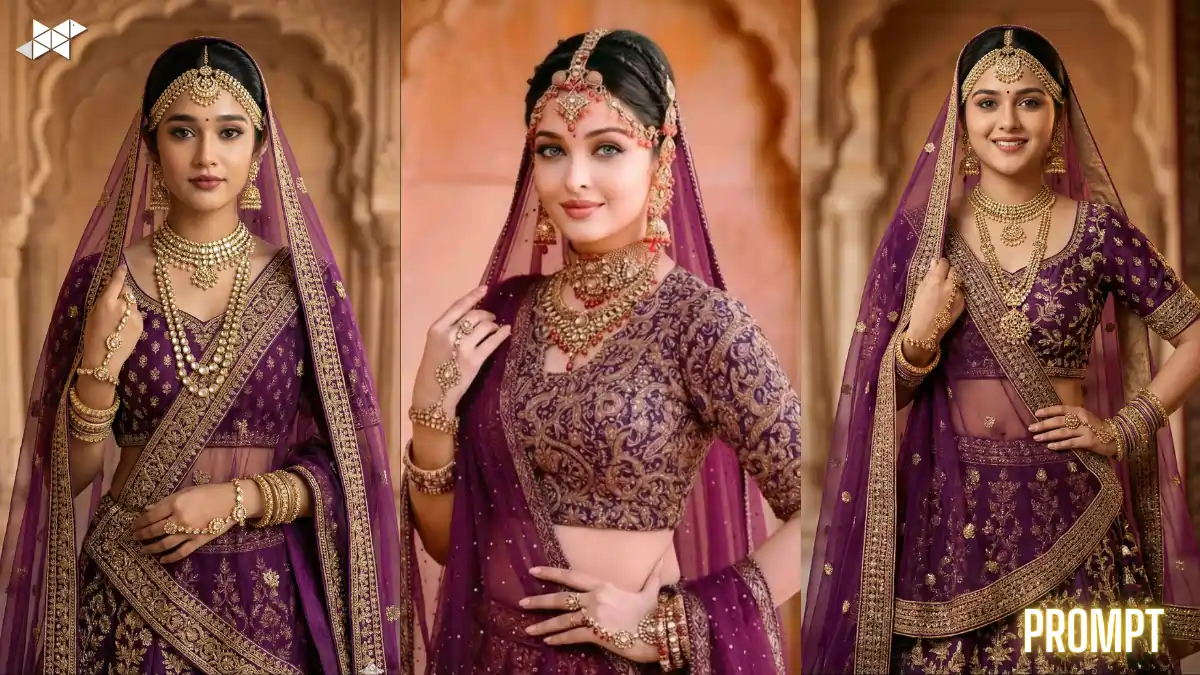 8K Royal Bridal Portrait Inspired by Aishwarya Rai in Regal Lehenga Style