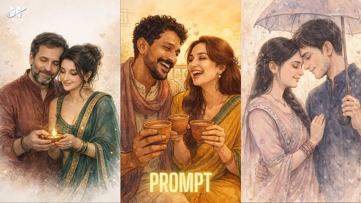 3 Romantic Hand-Drawn Couple Illustration Prompt Goes Viral