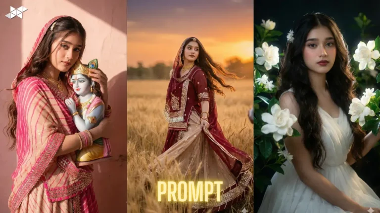 Golden Wheat Field Rajasthani Lehenga AI Photo Edit With Same Face at Sunset - Realistic Gemini Prompts