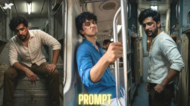 Ultra-Realistic 8K Indian Train Portrait Prompt That Turns a Simple Photo Into a Cinematic Action Scene