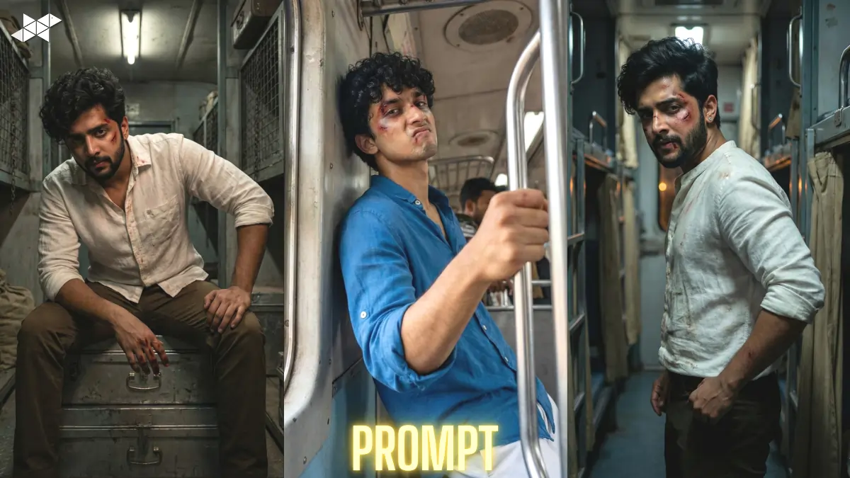 Ultra-Realistic 8K Indian Train Portrait Prompt That Turns a Simple Photo Into a Cinematic Action Scene