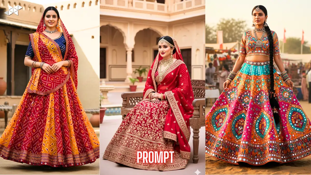 12 Rajasthani Lehenga AI Photo Maker Prompts
