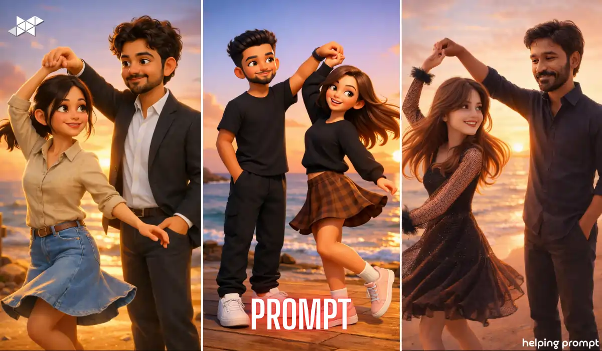 Cartoon 3D Couple Portrait AI Prompt