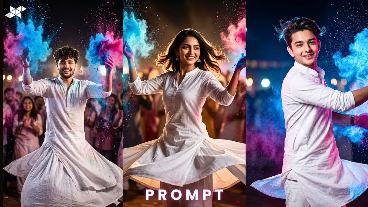 Cinematic Holi Night Portrait Prompt Guide 2026