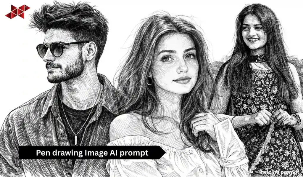 Pen drawing Image AI prompt