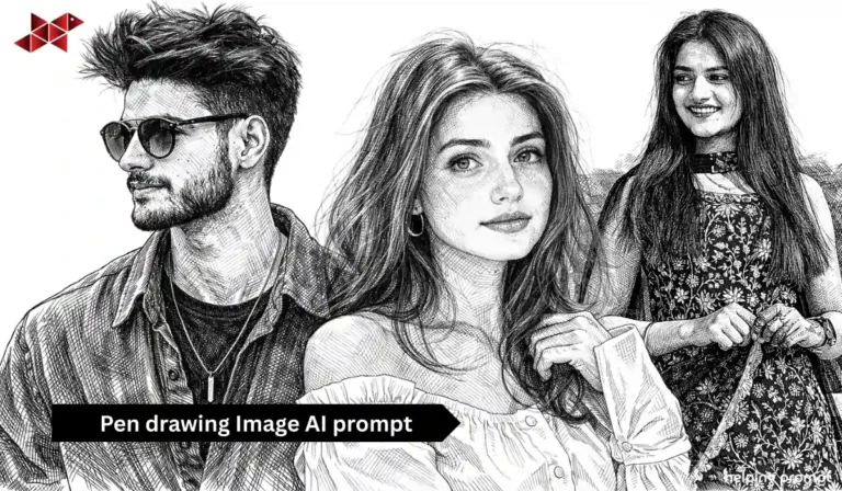 Pen drawing Image AI prompt