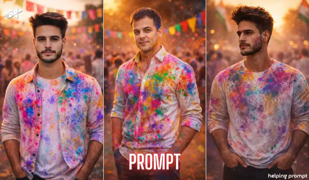 DSLR Holi Portrait Pose AI Prompts