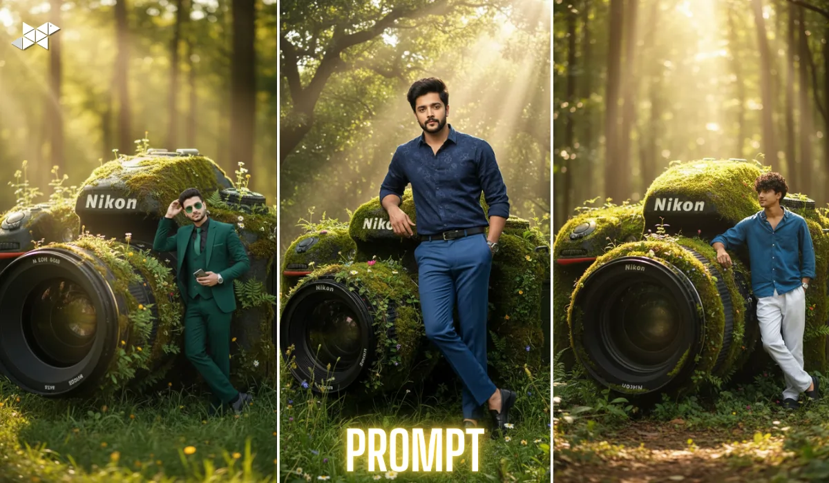 Giant Nikon in Forest A Cinematic Fantasy Scene 4K