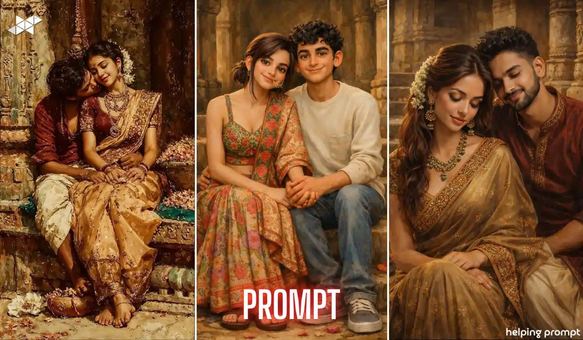 Indian romantic portrait AI prompt