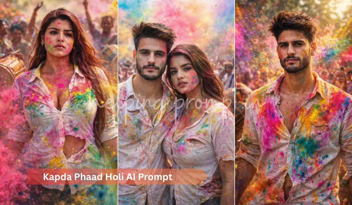 Kapda Phaad Holi AI Portrait Prompt: Hyper-Realistic Festival Madness in 8K