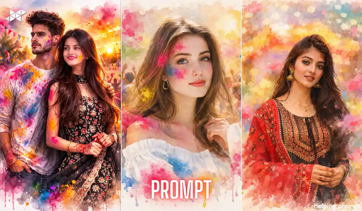 Watercolor Holi Image AI prompt