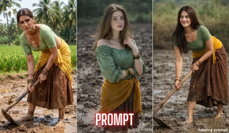 Muddy Field Girl Farmer AI Prompt