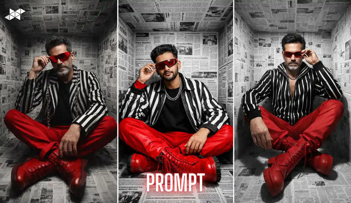 Newspaper Wall AI Portrait Image Prompt