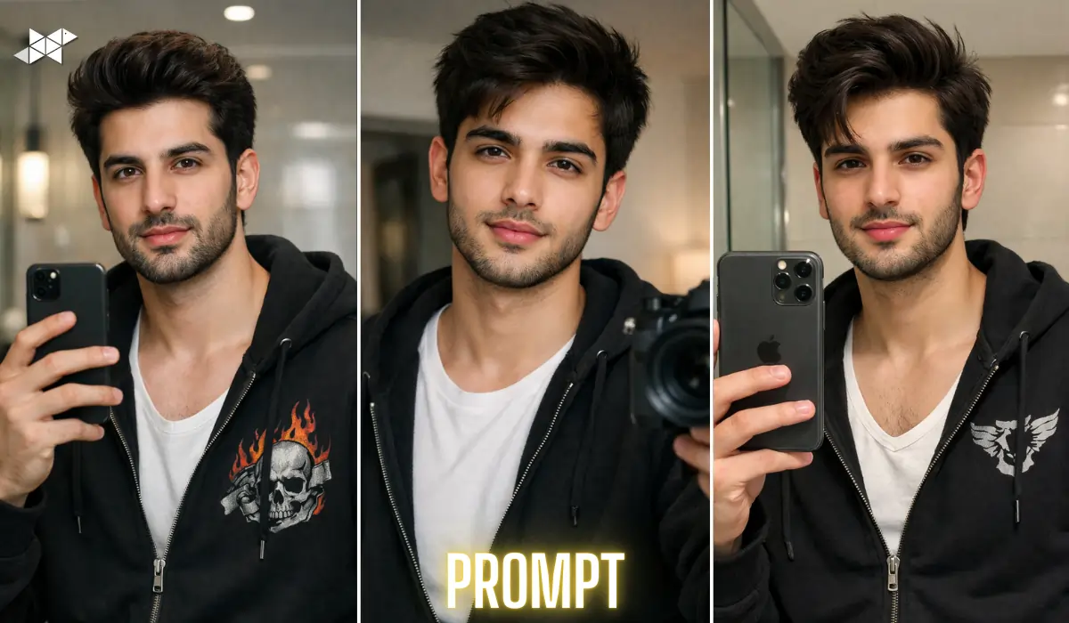 Stylish Pakistani Boy Selfie Prompt in Mirror