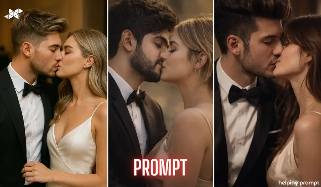 Romantic Couple Kiss Portrait AI Prompt