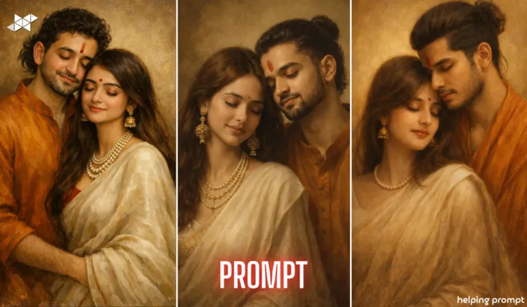 Divine Shree Ram Style Indian Couple Portrait AI Prompt with Realistic Faces