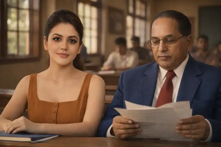Classroom scene with Dr. B. R. Ambedkar AI Prompt