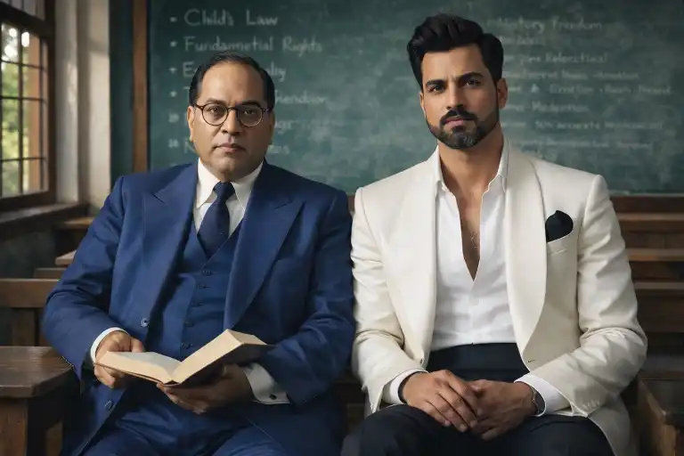 Classroom scene with Dr. B. R. Ambedkar AI Prompt