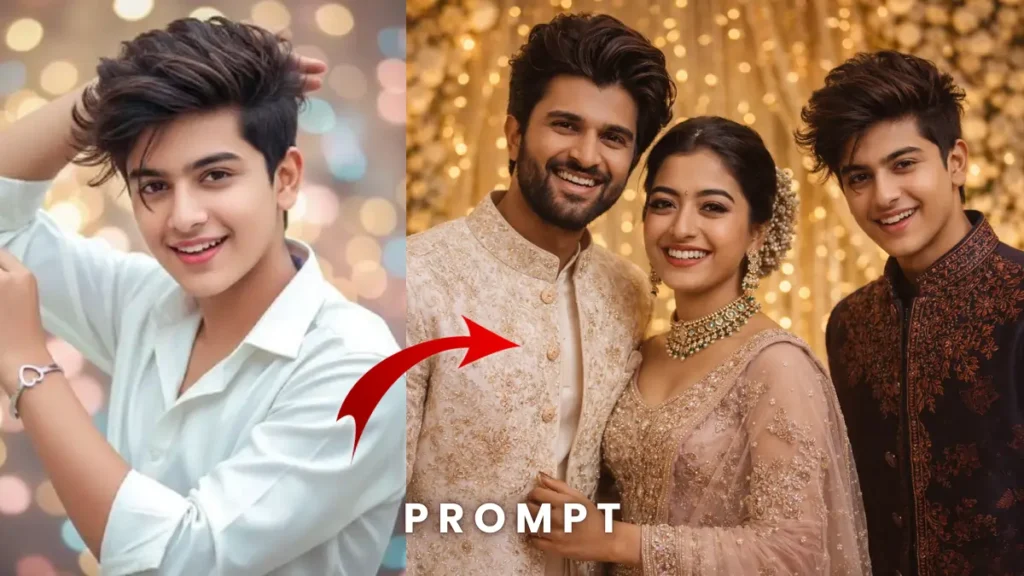 Vijay-Rashmika Wedding Party AI Photo Prompt 2026