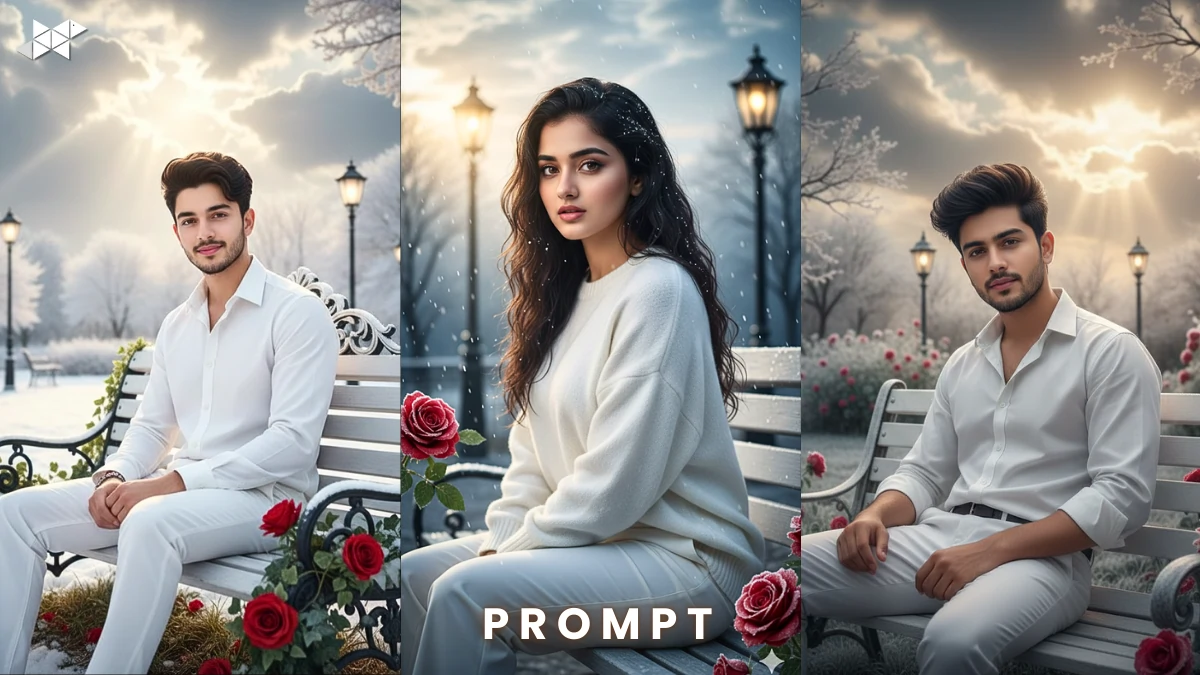 White Outfit Winter Portrait: Romantic AI Photo Prompt Guide