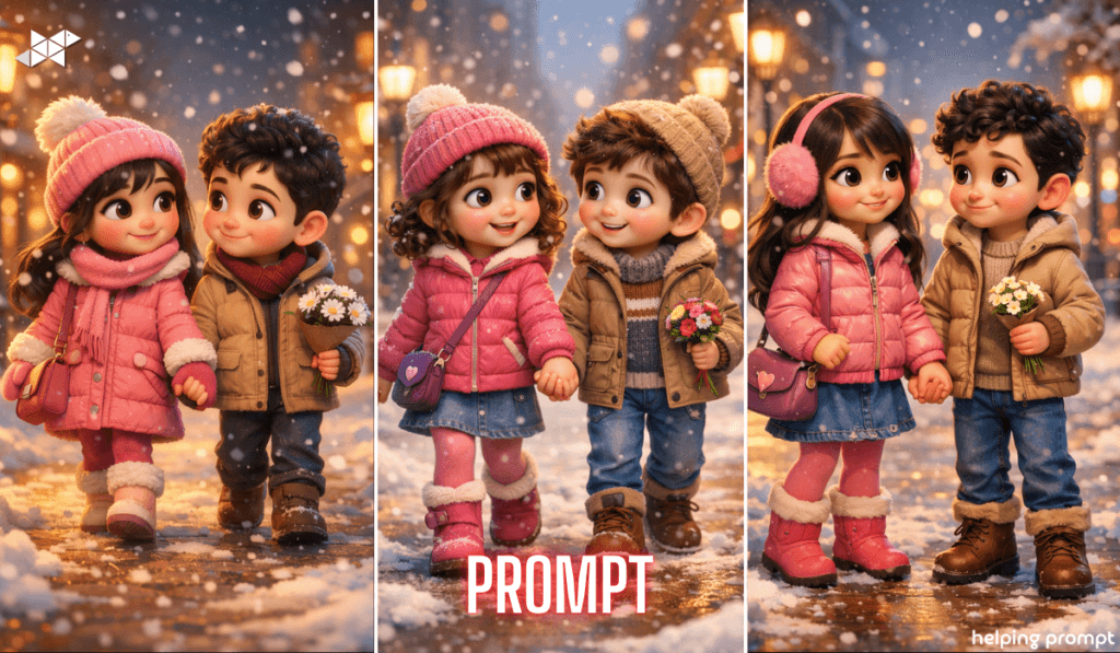 Pixar style winter 3D illustration AI prompt