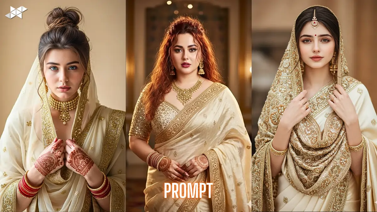 Cream Color Saari Image Prompt 4K for Gemini AI