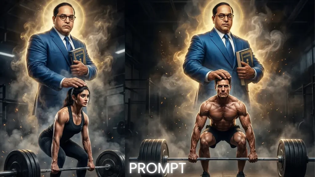 Cinematic Deadlift AI Prompt with Baba Saheb