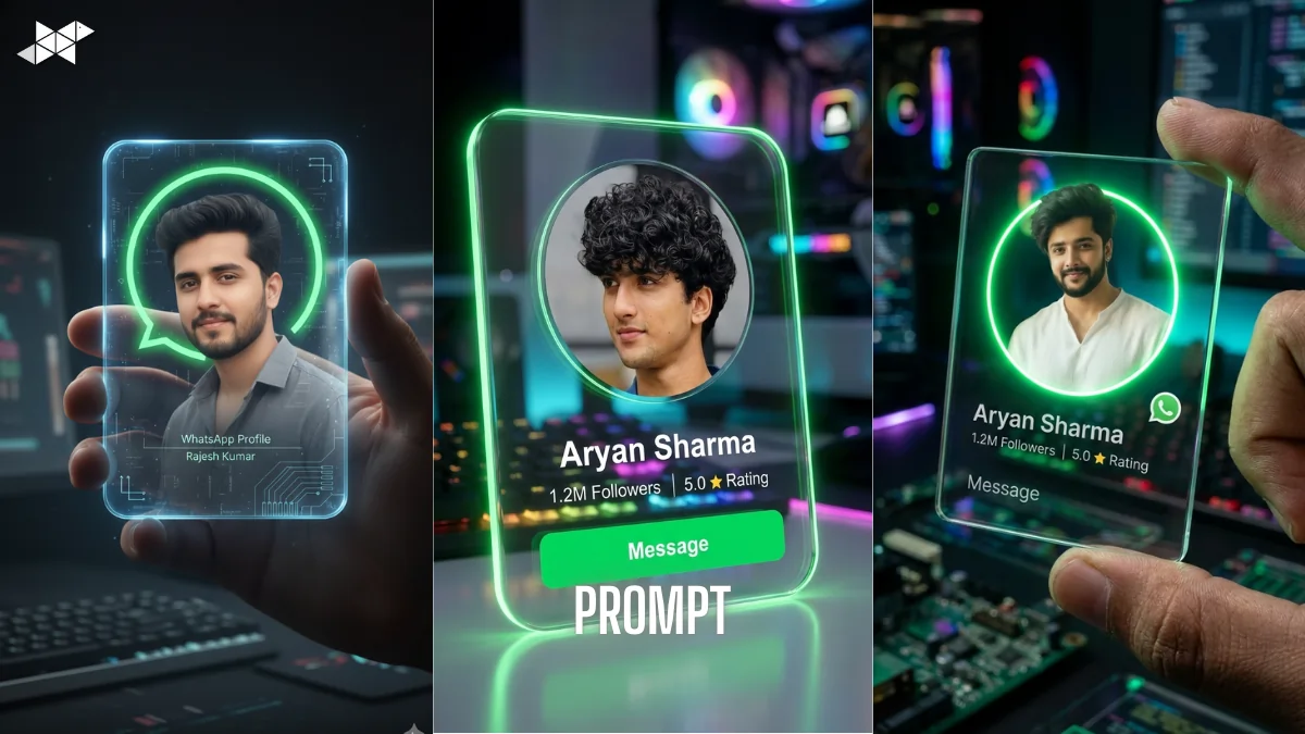 AI Photo Maker Prompts for Futuristic WhatsApp Profile Card
