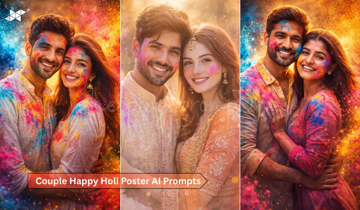 12 Couple Happy Holi Poster AI Prompts to Create Magic
