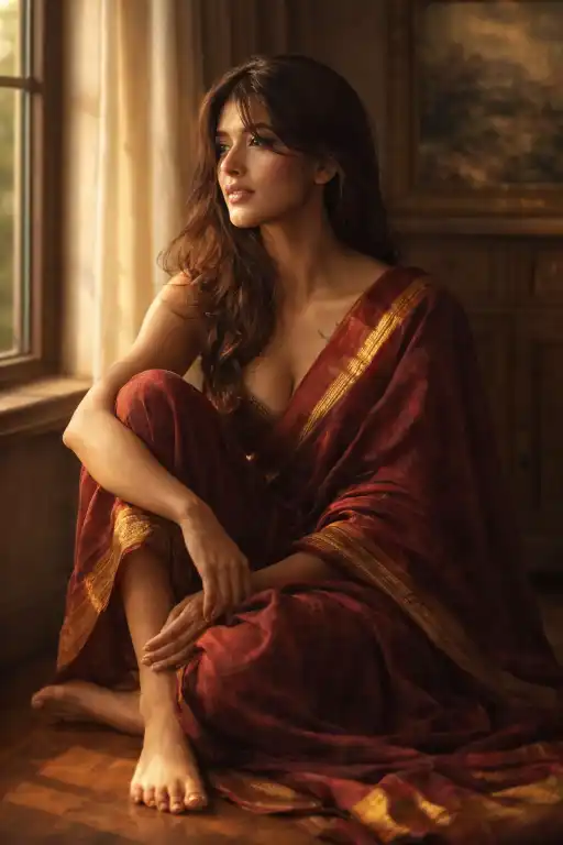 Serene Indian Woman Portrait AI Prompt