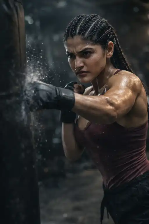 cinematic athletic woman AI prompt