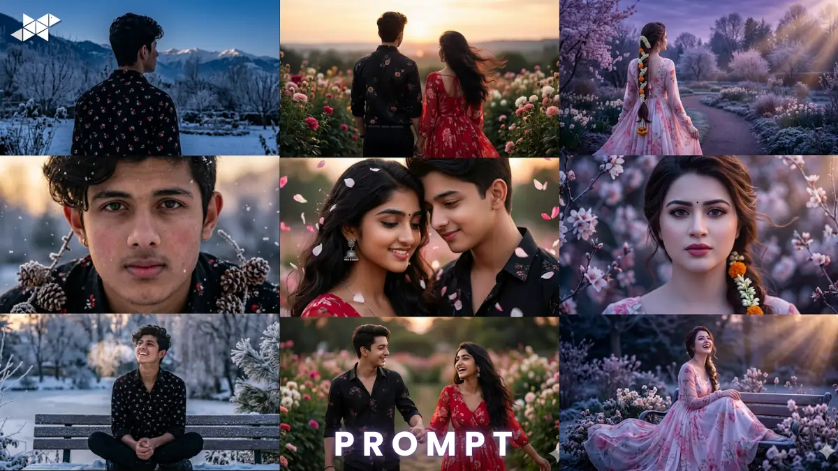 Powerful Cinematic Winter Portrait Collage AI Prompt