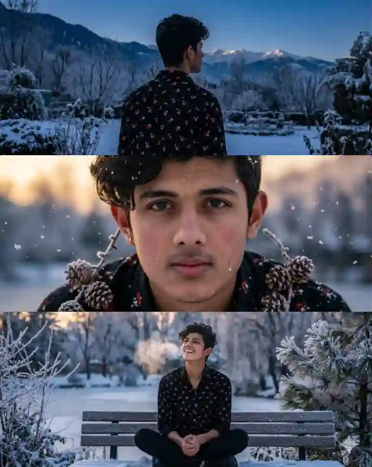 Powerful Winter Portrait Collage Prompt