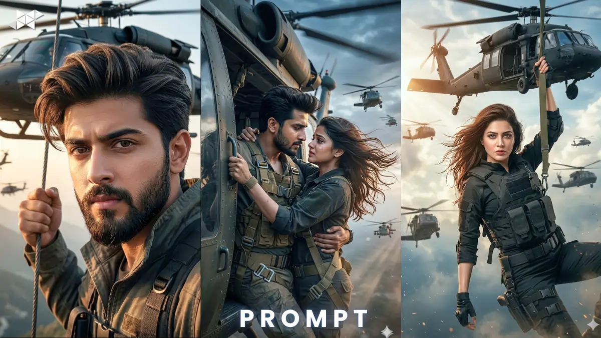 Cinematic Helicopter Scene AI Prompt 2026